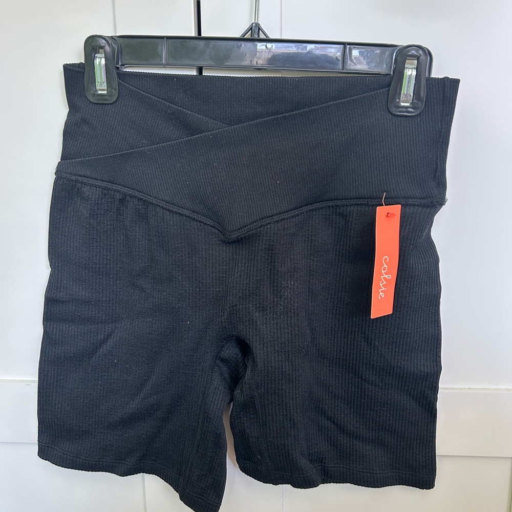 Colsie Black Bike Shorts with Contoured Waistband